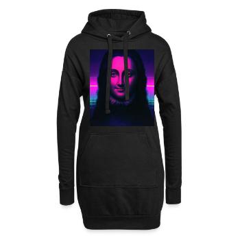 Vaporwave Aesthetic Portrait Einer Frau - Hoodie-Kleid - Schwarz - Vorne