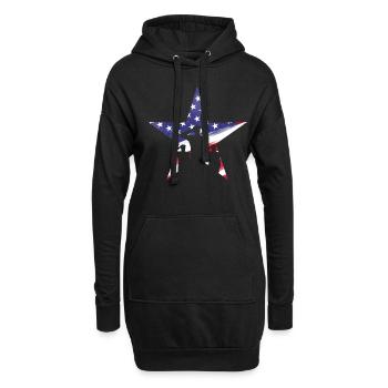 US Flag Star With Saluting Soldiers July 4th - Hoodie-Kleid - Schwarz - Vorne