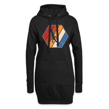 Eidechse Retro - Hoodie-Kleid - Schwarz - Vorne