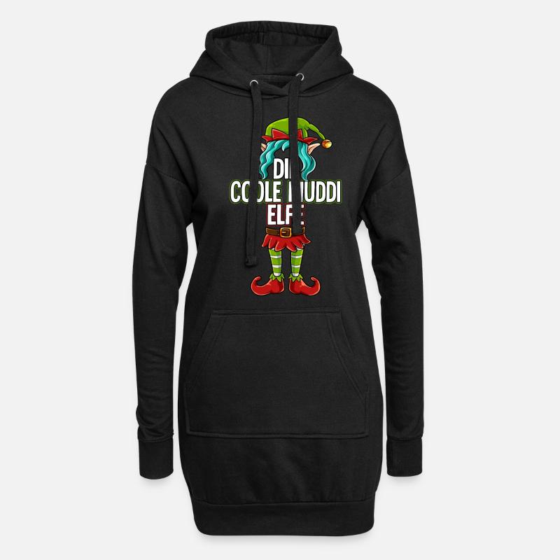 Coole Muddi Elfe Partnerlook Weihnachten - Hoodie-Kleid - Schwarz