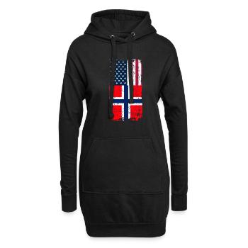 Norvège Amérique - Sweat-shirt à capuche long Femme - noir - Devant