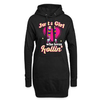 Inline Skate Geschenk Rollerskates Roller 70er - Hoodie-Kleid - Schwarz - Vorne