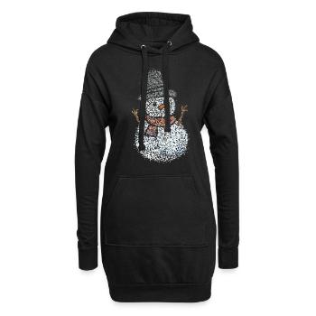 Schneemann Schnee Winterzeit Winterglück - Hoodie-Kleid - Schwarz - Vorne