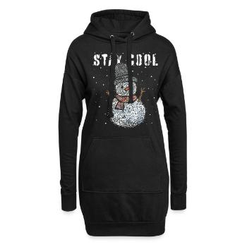Bonhomme de neige Flocons de neige Heure d’hiver Décembre - Sweat-shirt à capuche long Femme - noir - Devant