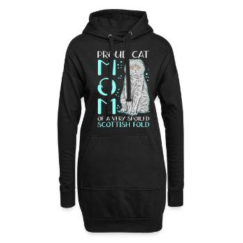 Écossais Chat à oreilles pliantes Maman Cat Cadeau - Sweat-shirt à capuche long Femme - noir - Devant