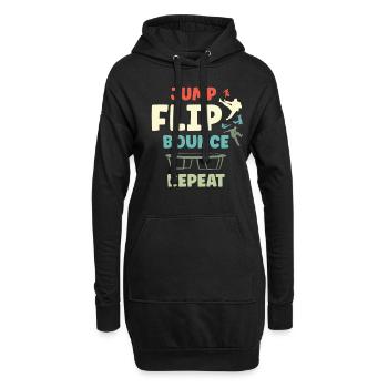 Jump Flip Bounce Repeat Trampolin Trampolin - Hoodie-Kleid - Schwarz - Vorne