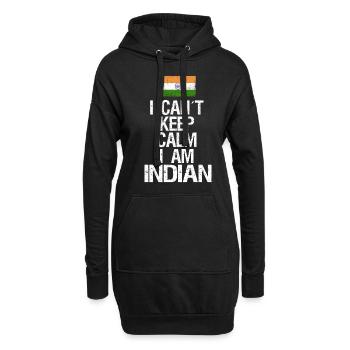 Je ne peux pas rester calme Je suis indien - Sweat-shirt à capuche long Femme - noir - Devant
