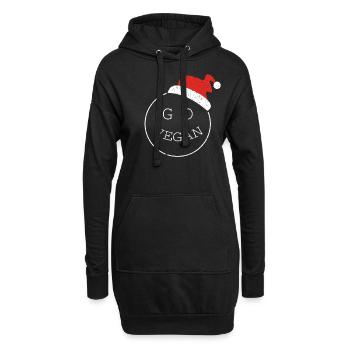 Go Vegan Veganer Veganismus Nikolausmütze Xmas - Hoodie-Kleid - Schwarz - Vorne