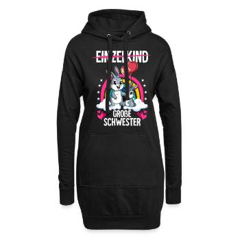 Ich werde Große Schwester Hasen - Hoodie-Kleid - Schwarz - Vorne