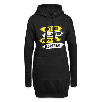 Eat sleep Pilates repeat lustiger Spruch - Hoodie-Kleid - Schwarz - Vorne