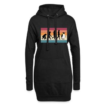 Pinguin Menschen Tier Evolution - Hoodie-Kleid - Schwarz - Vorne