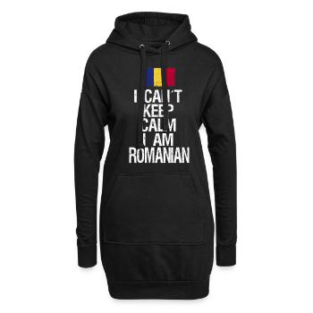 Je ne peux pas garder mon calme Je suis roumain - Sweat-shirt à capuche long Femme - noir - Devant