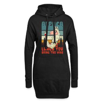 Déjeuner d’alpaga apporter le vin - Sweat-shirt à capuche long Femme - noir - Devant