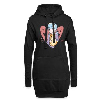 Anime Stylish Cute Girl Retro Kawaii - Sweat-shirt à capuche long Femme - noir - Devant
