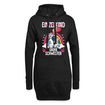 Ich werde Große Schwester Zebra - Hoodie-Kleid - Schwarz - Vorne