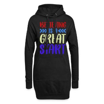 Believing Is A Great Start - Hoodie-Kleid - Schwarz - Vorne