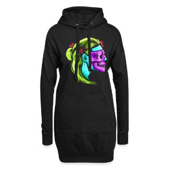 Masque de faucheuse de crâne féminin Jour des morts - Sweat-shirt à capuche long Femme - noir - Devant