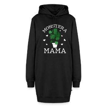 Monstera Mama Pflanzenmama Fensterblatt - Hoodie-Kleid - Schwarz - Vorne
