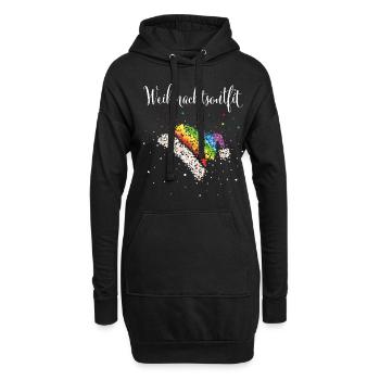 Weihnachtsoutfit Nikolausmütze Regenbogen LGBTQ - Hoodie-Kleid - Schwarz - Vorne