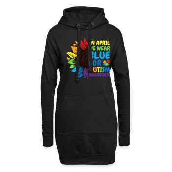 Autismus-Bewusstsein Sonnenblume - Hoodie-Kleid - Schwarz - Vorne