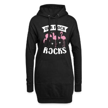 Unser Flock Rocks Flamingo Whisperer Watvogel - Hoodie-Kleid - Schwarz - Vorne