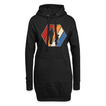 Chasse rétro - Sweat-shirt à capuche long Femme - noir - Devant