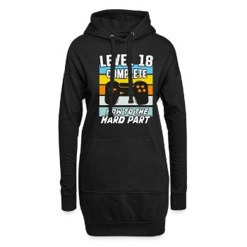 Niveau 18 Jeux vidéo d’anniversaire 18ème jour - Sweat-shirt à capuche long Femme - noir - Devant