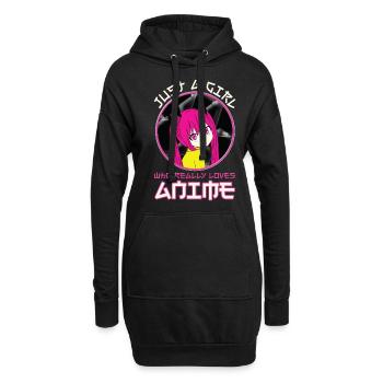 Just A Girl Who Really Loves Anime - Hoodie-Kleid - Schwarz - Vorne