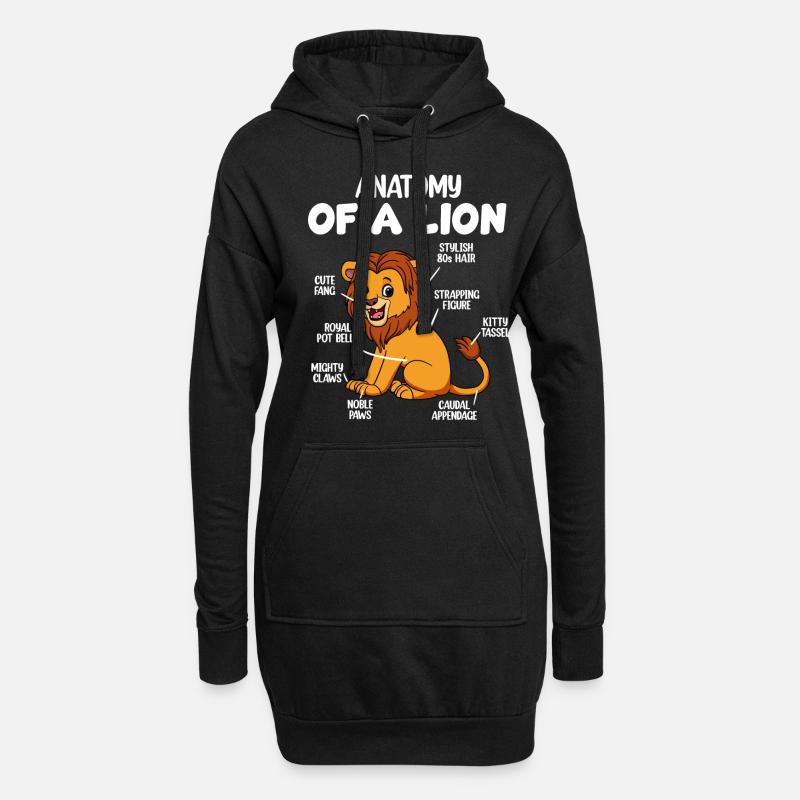 Anatomie eines Löwen - Hoodie-Kleid - Schwarz