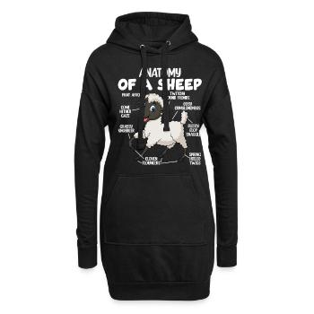 Anatomie eines Schafes - Hoodie-Kleid - Schwarz - Vorne