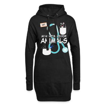 Tierarzt Veterinär Tiermedizin - Hoodie-Kleid - Schwarz - Vorne
