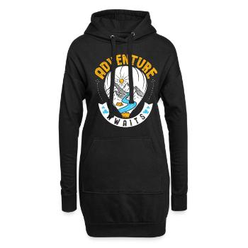 Abenteuer Erwartet - Hoodie-Kleid - Schwarz - Vorne