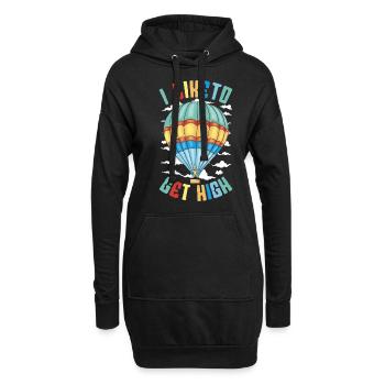 Ich Mag High Heißluftballon-nervenkitzel-sucher - Hoodie-Kleid - Schwarz - Vorne