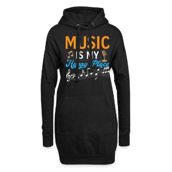 Guitariste - Music Is My Happy Place - Sweat-shirt à capuche long Femme - noir - Devant