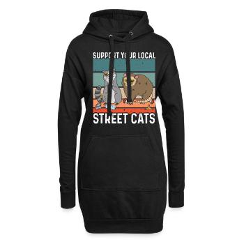 Soutenez votre cadeau de raton laveur local Street Cats - Sweat-shirt à capuche long Femme - noir - Devant