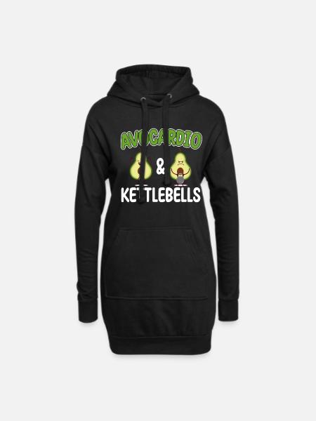 Kettlebell Cardio Avocardio & Kettlebells Vegan - Hoodie-Kleid - Schwarz