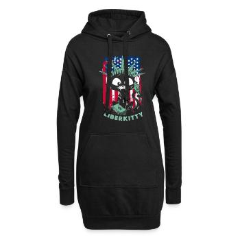 Chat Statue de la Liberté Liberkitty - Sweat-shirt à capuche long Femme - noir - Devant