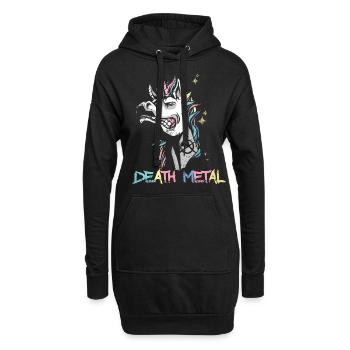 Death Metal Einhorn Musik Metal Head Rocker Heavy - Hoodie-Kleid - Schwarz - Vorne
