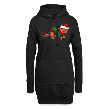 Furet belette en costume de Noël - Sweat-shirt à capuche long Femme - noir - Devant