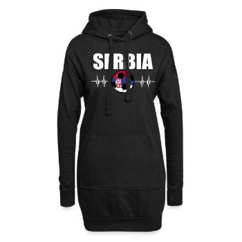 Serbien Fußball - Hoodie-Kleid - Schwarz - Vorne