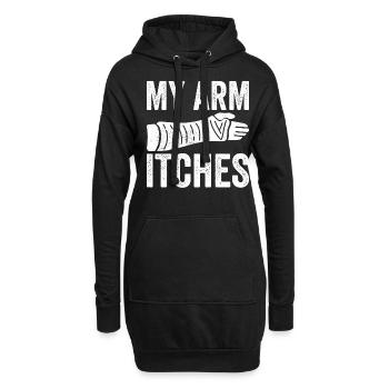 Gebrochener Arm - Hoodie-Kleid - Schwarz - Vorne