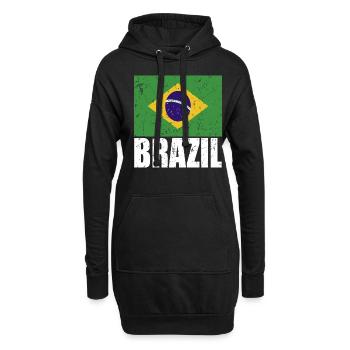 Drapeau du Brésil - Sweat-shirt à capuche long Femme - noir - Devant
