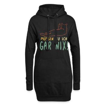 Faule Katze Müssen Tu Ich Gar Nix Spruch - Hoodie-Kleid - Schwarz - Vorne