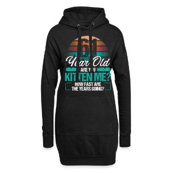 61 Year Old Funny Cat Owner Birthday Idea Kitten - Hoodie-Kleid - Schwarz - Vorne