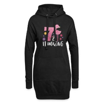 7. Geburtstag Flamingo - Hoodie-Kleid - Schwarz - Vorne