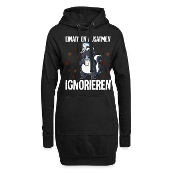 Einatmen Ausatmen Ignorieren Kaffee Stinktier - Hoodie-Kleid - Schwarz - Vorne