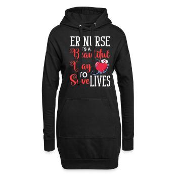 Infirmière d’urgence Premiers soins - Sweat-shirt à capuche long Femme - noir - Devant