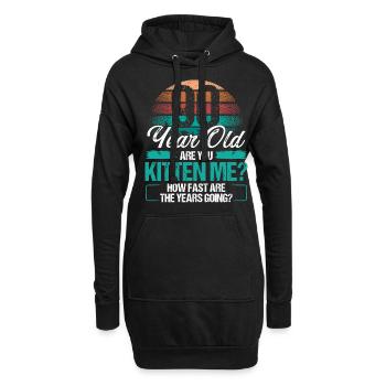 90 Year Old Funny Cat Owner Birthday Idea Kitten - Hoodie-Kleid - Schwarz - Vorne