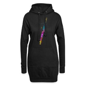Flûte, Jouer de la flûte, - Sweat-shirt à capuche long Femme - noir - Devant