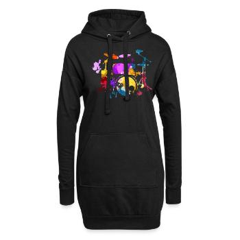 Schlagzeug, Schlagzeuger - Hoodie-Kleid - Schwarz - Vorne